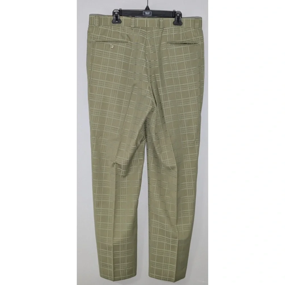 Falcone Vintage Olive Green Windowpane 7 Button Zoot Suit 44L 38W 1920s Styled